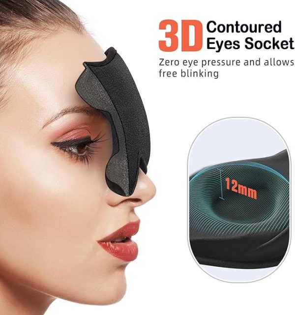 LitBear Sleep Mask for Side Sleeper Women Men, Eye Mask for Sleeping Light Blocking, 3D Contoured Cup Sleeping Mask, Soft Breathable Sleep Eye Mask with Adjustable Elastic Strap for Flight Nap - Image 4