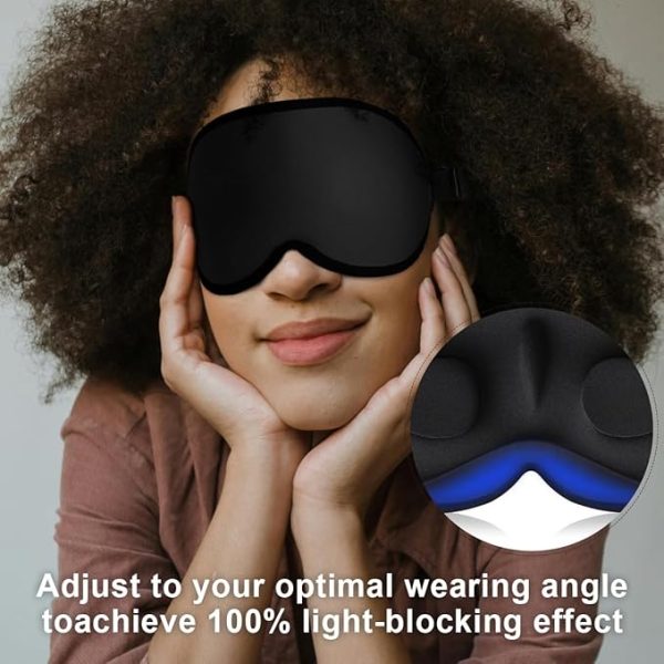 Sleep Mask for Women Men, Side Sleeper, Upgraded 3D Contoured Cup Sleeping Mask, Light Blocking Eye Mask for Sleep,Breathable & Soft for Sleeping, with Adjustable Elastic Strap, Black. - Image 3